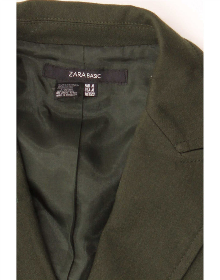 Damska marynarka Zara zapinana na 2 guziki, UK 12, średni khaki, poliester