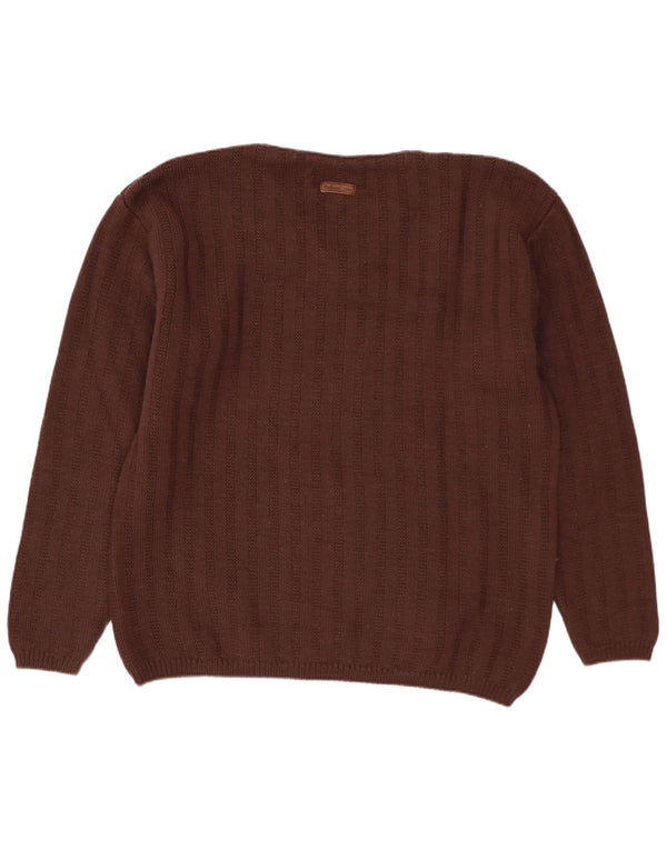 MARLBORO CLASSICS Mens V-Neck Jumper Sweater Medium Brown Wool
