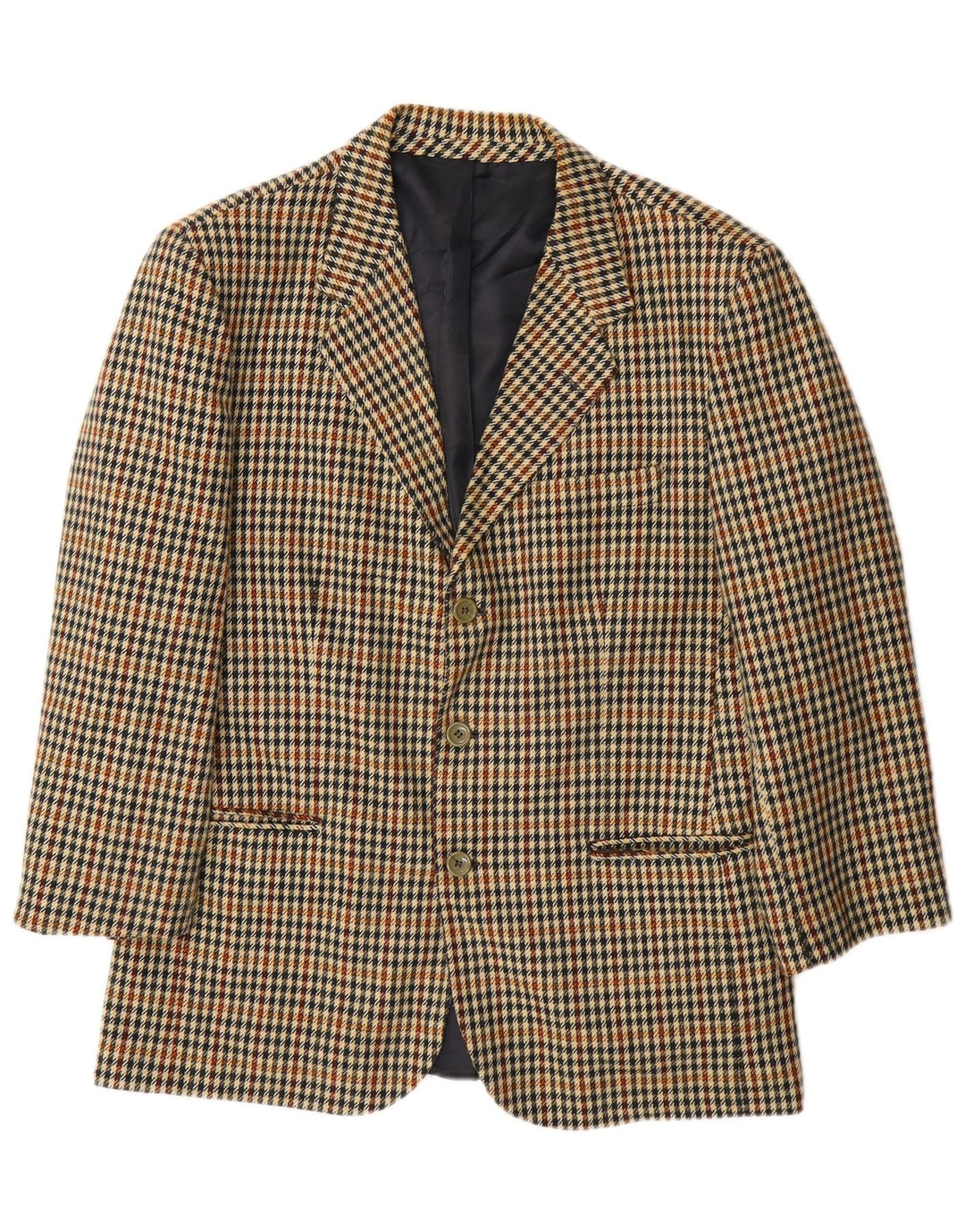 TIEMME Mens 3 Button Blazer Jacket IT 46 Small Beige Houndstooth New Wool