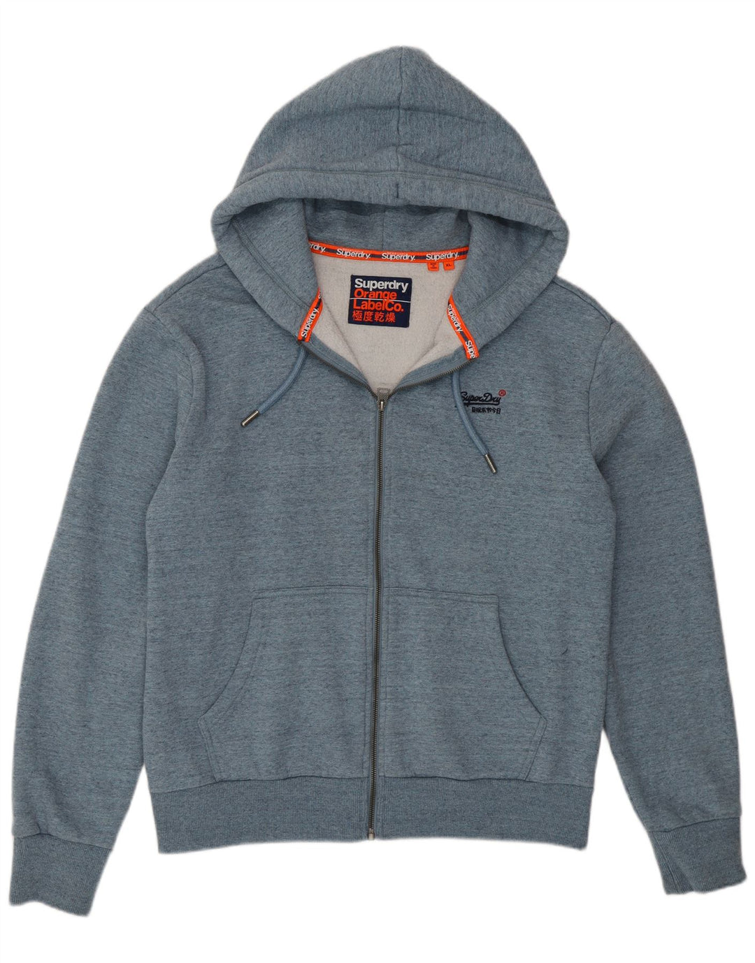 SUPERDRY Męski sweter z kapturem i zamkiem XL, niebieski, bawełniany