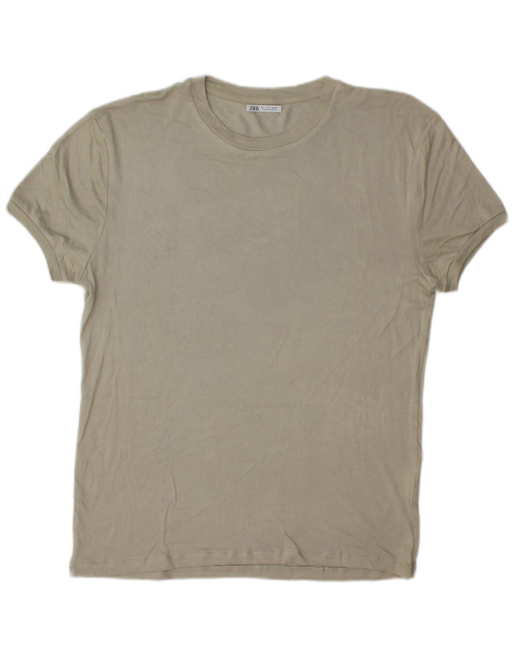 Męski T-shirt Zara, duży, szary, wiskoza