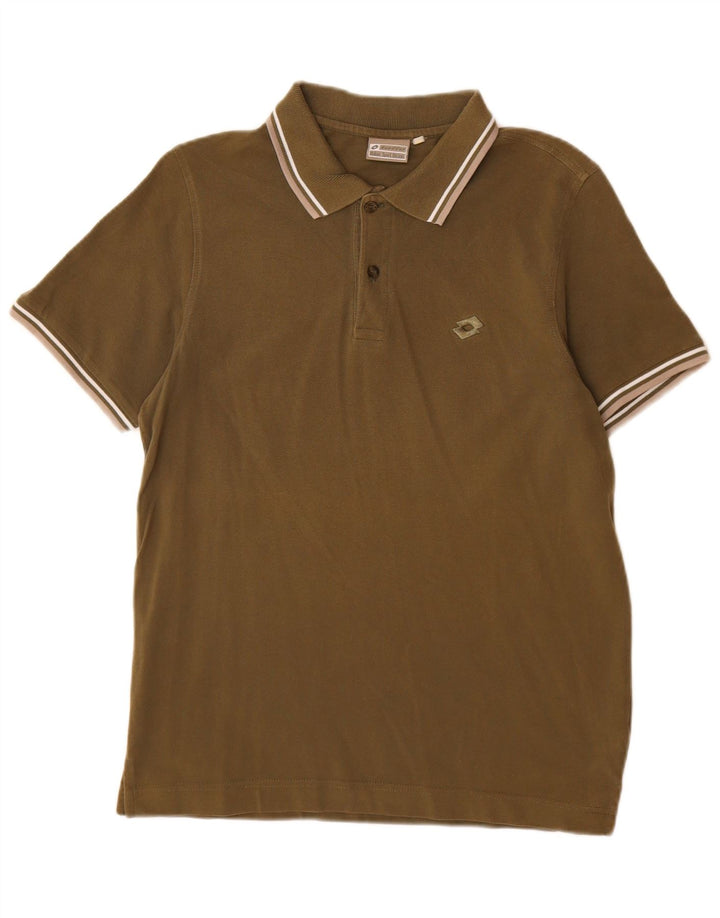 Męska koszulka polo Lotto, mała, bawełniana khaki