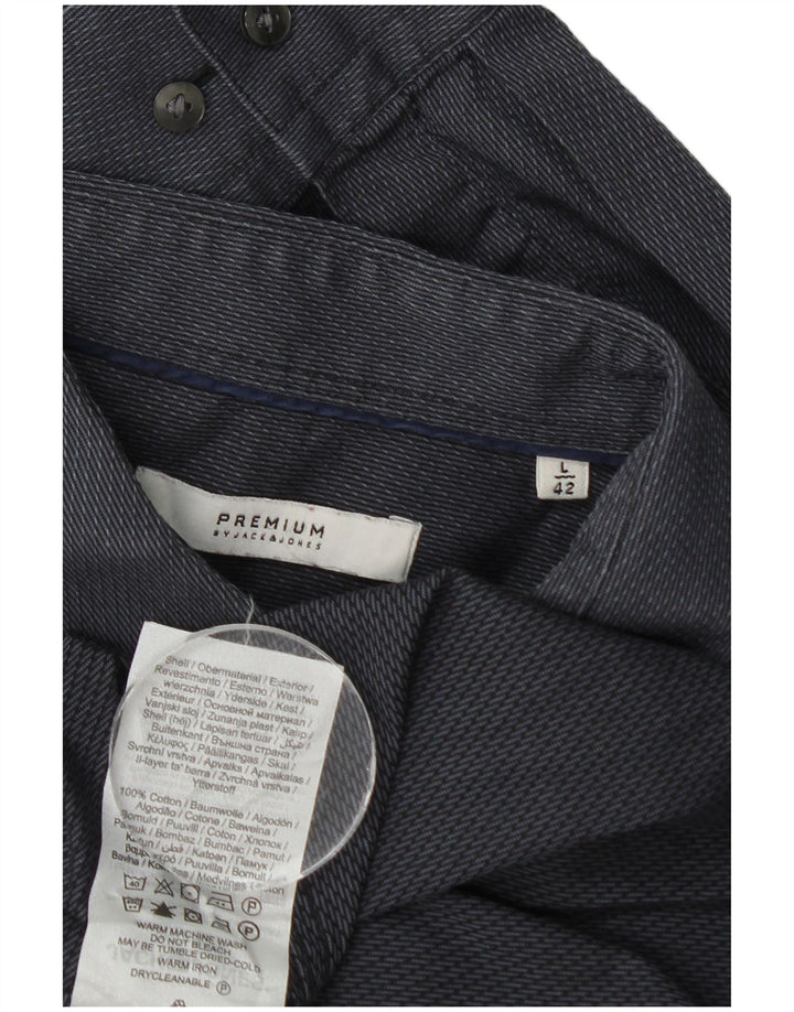 Koszula męska Jack & Jones, rozmiar 42, duża, szara, bawełniana w prążki