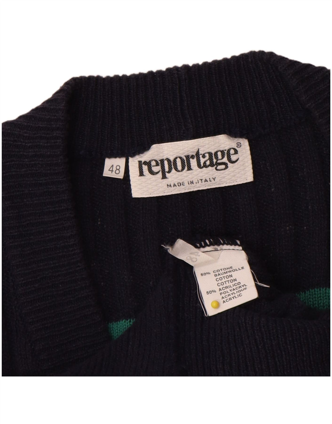 Sweter męski reportażowy IT 48 Średni granatowy Fair Isle Cotton