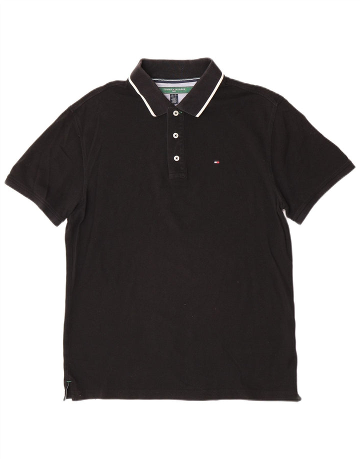 Męska koszulka polo Tommy Hilfiger Średnia czarna bawełniana klasyczna