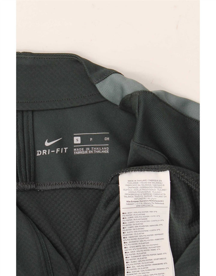 Męska koszulka Nike z zamkiem i długim rękawem, mała, zielona, poliestrowa
