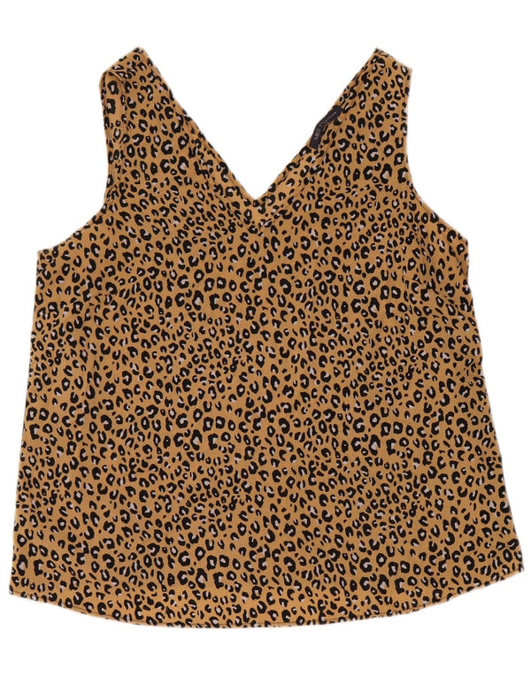 Marks & Spencer Damska krótka bluzka UK 16, duży, beżowy nadruk zwierzęcy