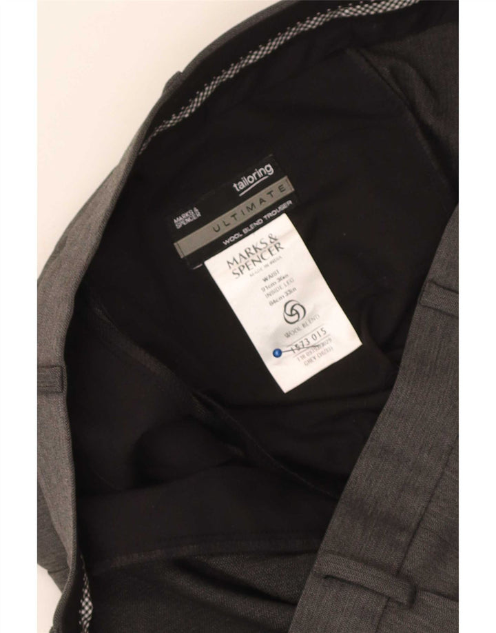 Damskie spodnie garniturowe Marks & Spencer W36 L33 Szara wełna