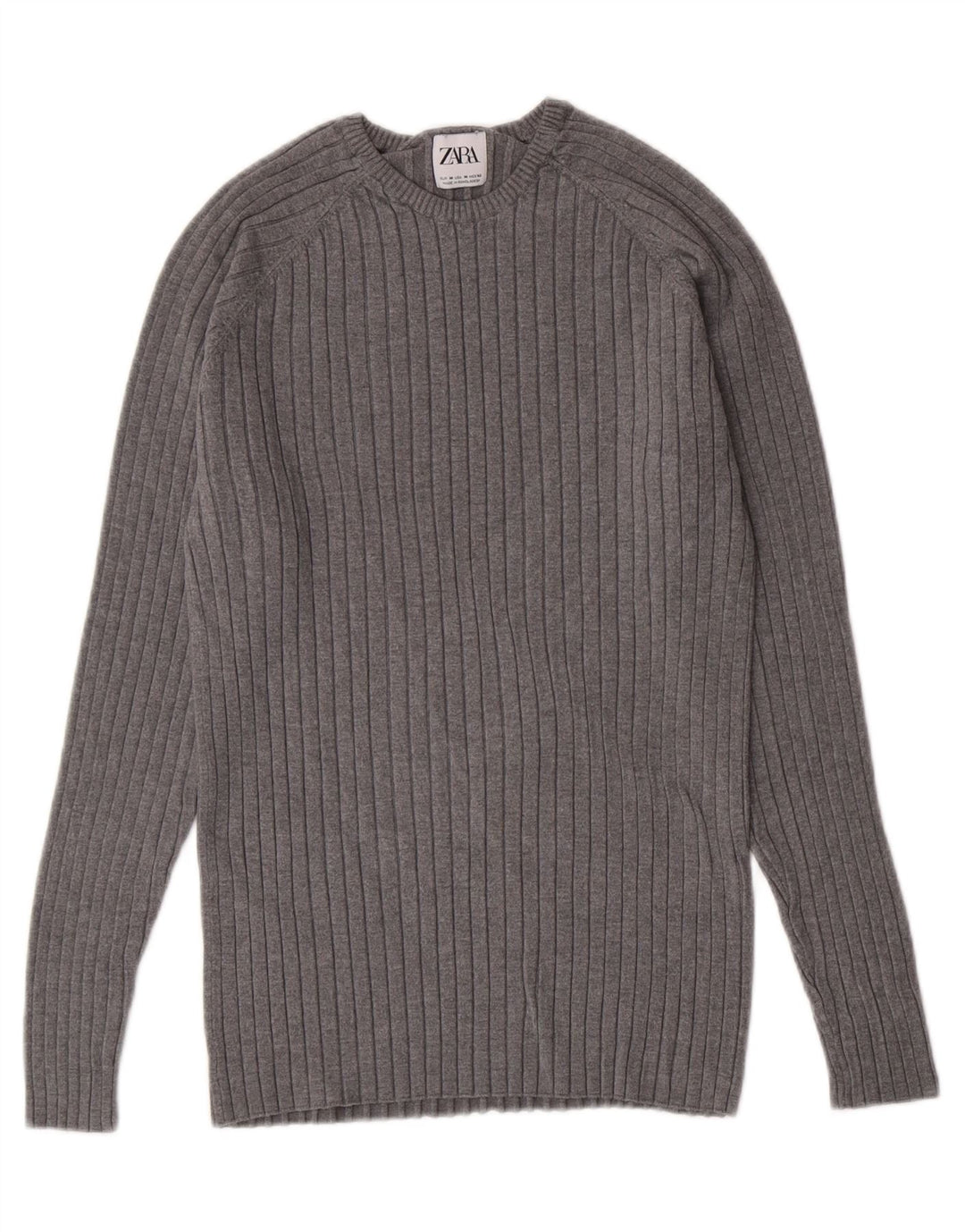 ZARA Womens Crew Neck Jumper Sweater UK 12 Medium Grey Viscose Vintage Zara and Second-Hand Zara from Messina Hembry 