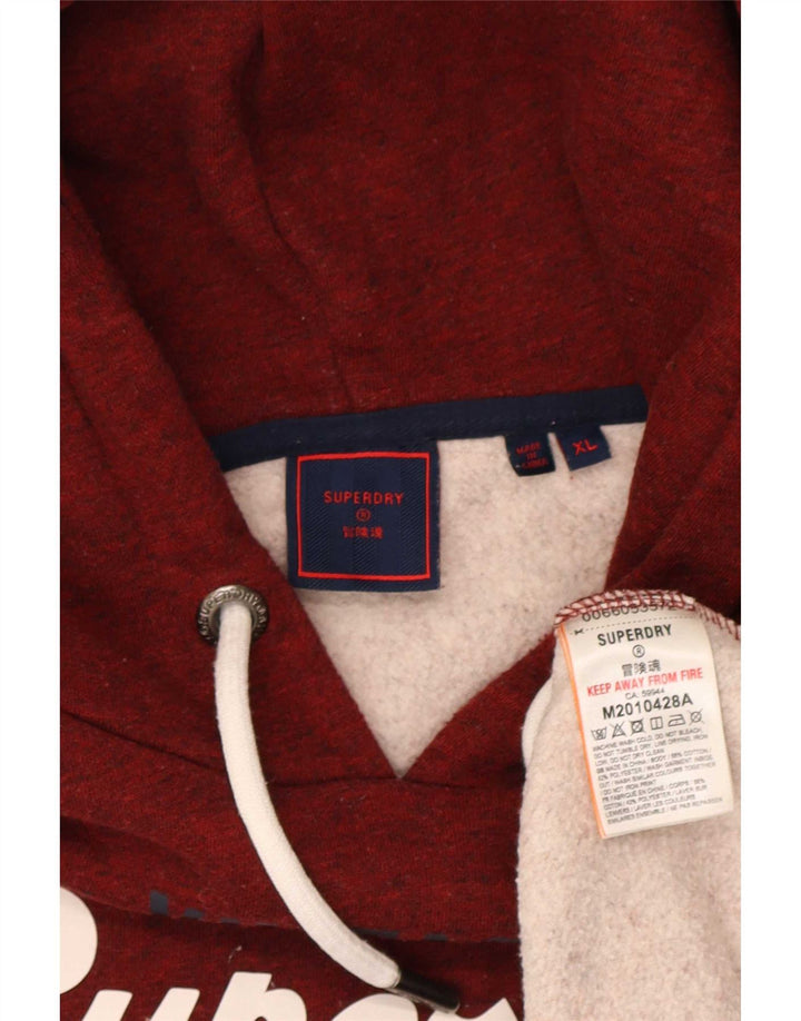 Męski sweter z kapturem Superdry z grafiką XL, bordowy poliester