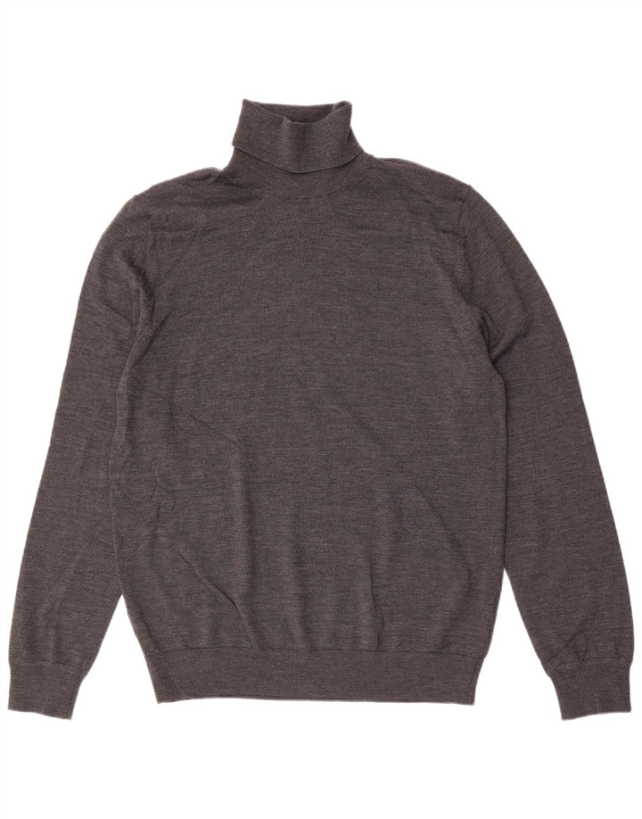 Marks & Spencer Męski sweter z golfem, duży, szary, wełna merynosów