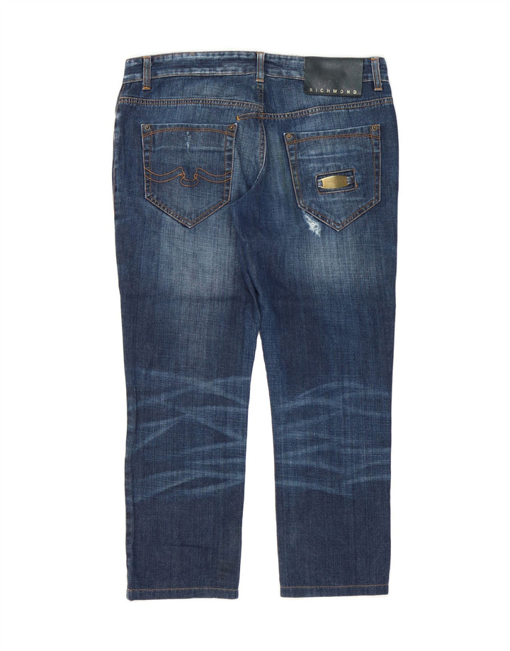 RICHMOND Womens Distressed Cropped Jeans W34 L24 Blue Cotton Vintage Richmond and Second-Hand Richmond from Messina Hembry 