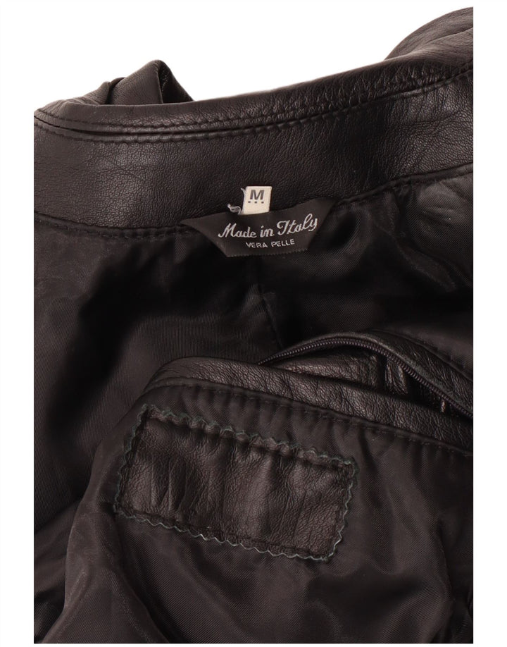 Vintage męska skórzana kurtka UK 38 Średnia czarna skórzana klasyczna