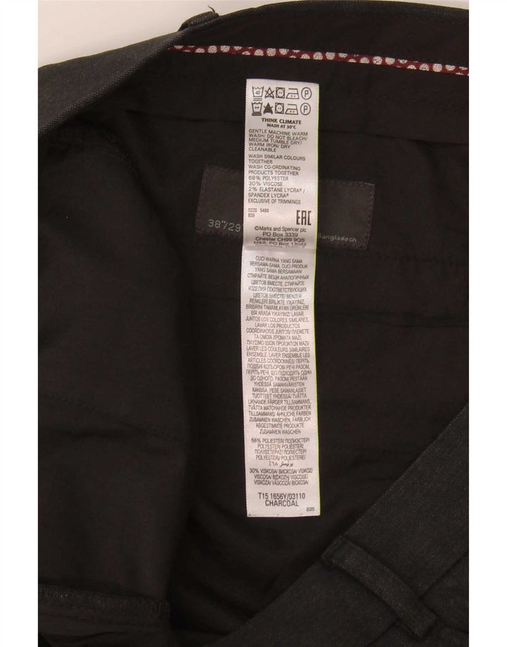 Męskie spodnie garniturowe Marks & Spencer o regularnym kroju W38 L29 Szary poliester