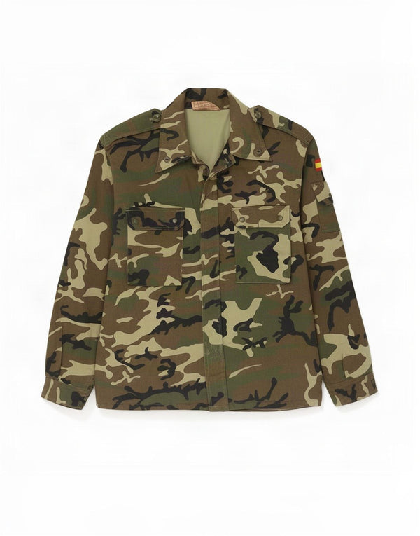 Męska koszula wojskowa vintage XL w kolorze khaki, bawełniana w kamuflażu