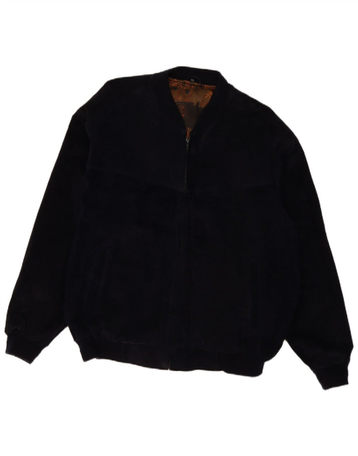 Męska zamszowa kurtka bomberka VINTAGE IT 54 2XL granatowa, skórzana