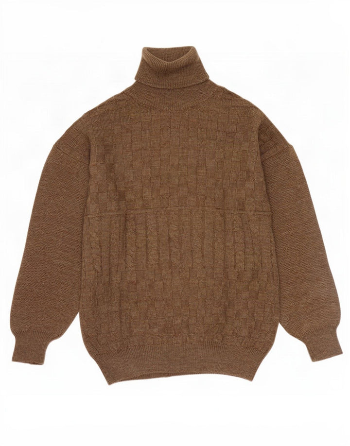 Vintage męski sweter z golfem, średni brąz