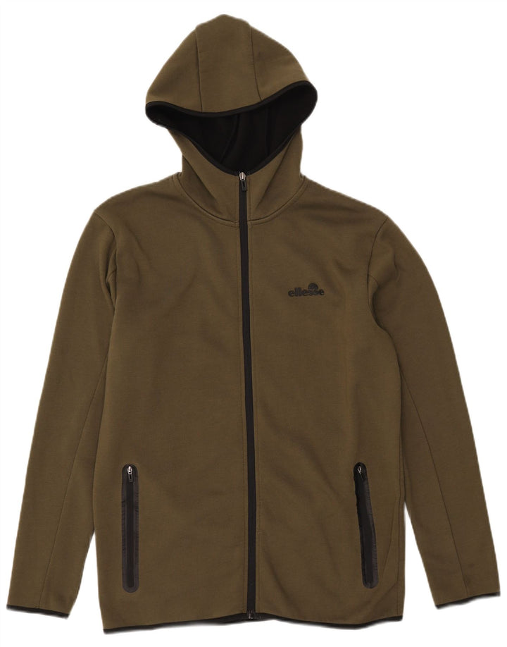 Męski sweter z kapturem i zamkiem Ellesse, mały, khaki, poliester