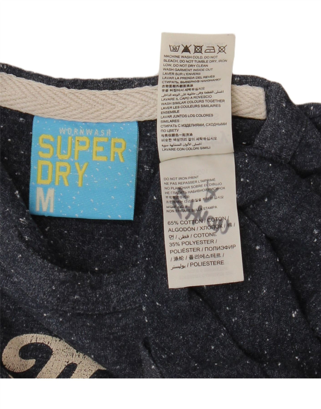 Męska koszulka z grafiką SUPERDRY Top, średnia, granatowa, bawełniana w cętki