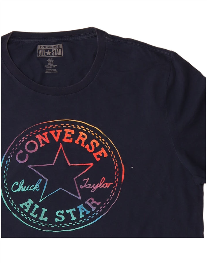CONVERSE Męski T-shirt z grafiką Chuck Taylor, średni, granatowy, bawełniany