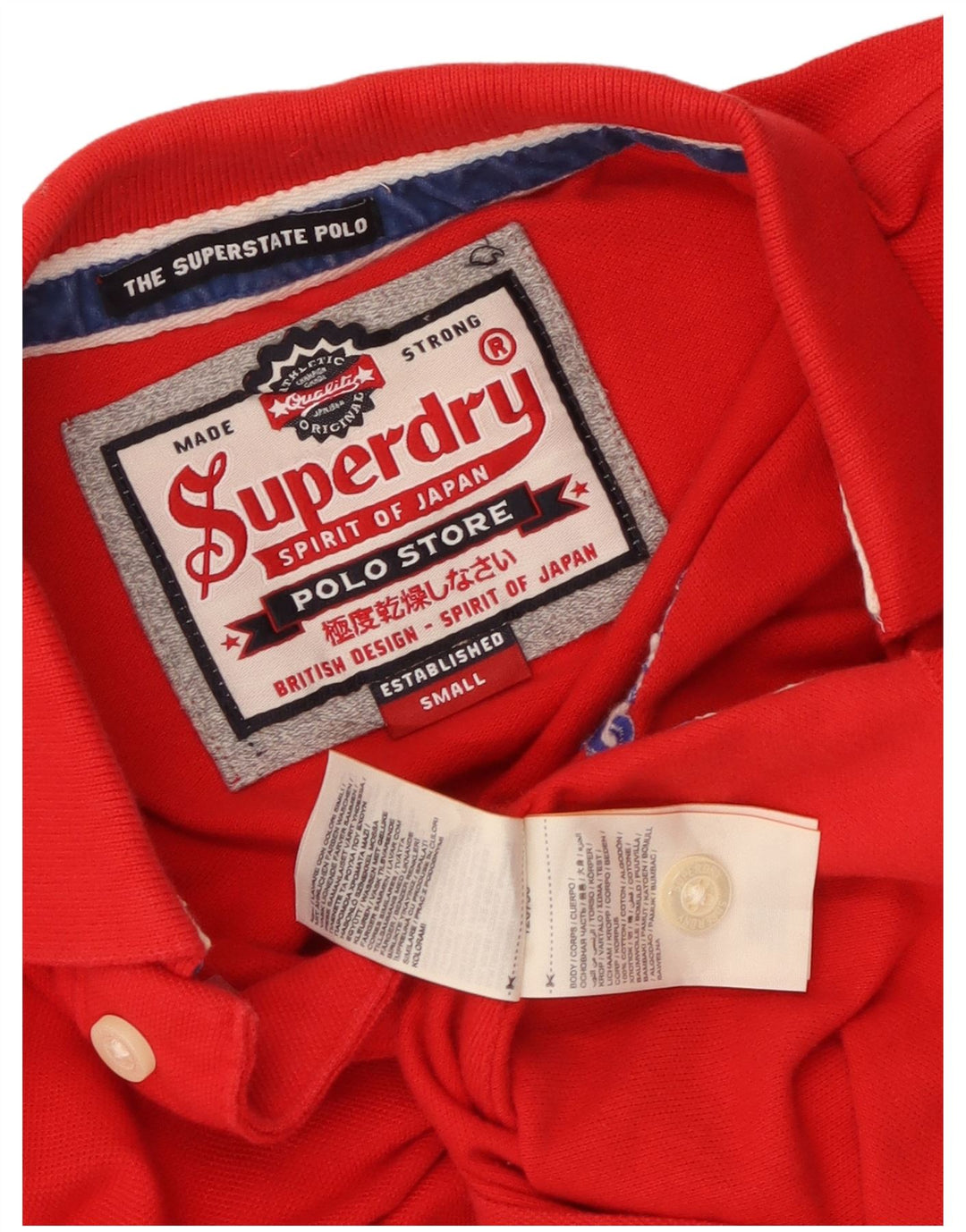 Męska koszulka polo Superdry z grafiką, mała, czerwona, bawełniana