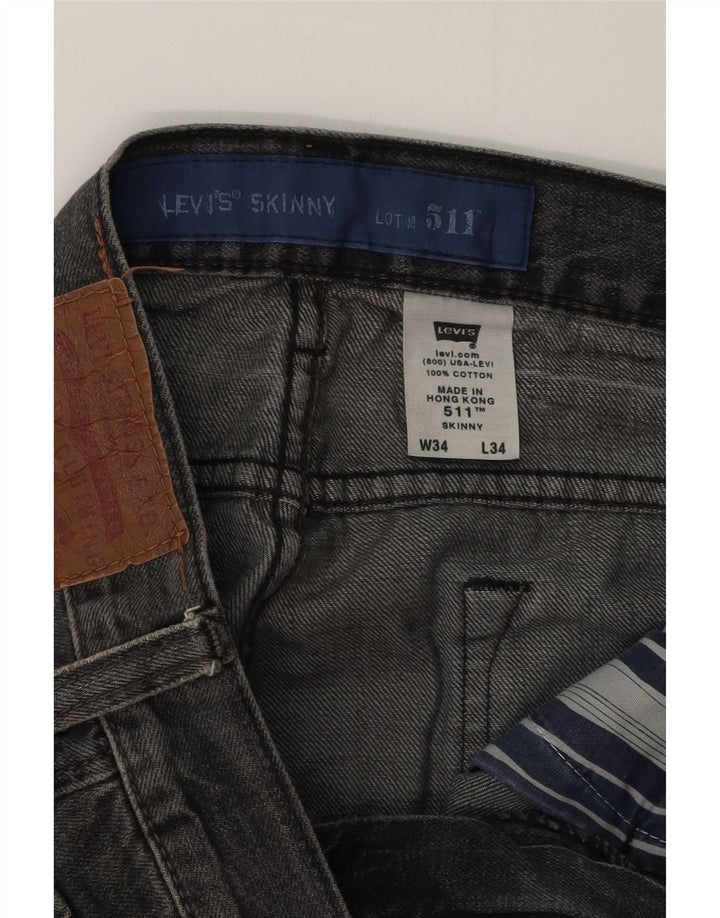 Męskie jeansy Levi's 511 Skinny W34 L34 Szara bawełna