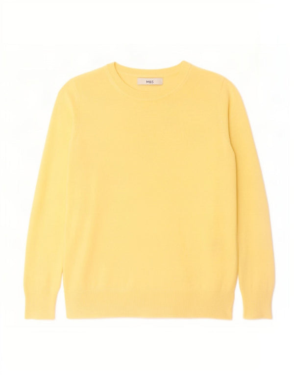 Marks & Spencer Damski sweter z dekoltem w łódkę, UK 8, mały, żółty, akrylowy