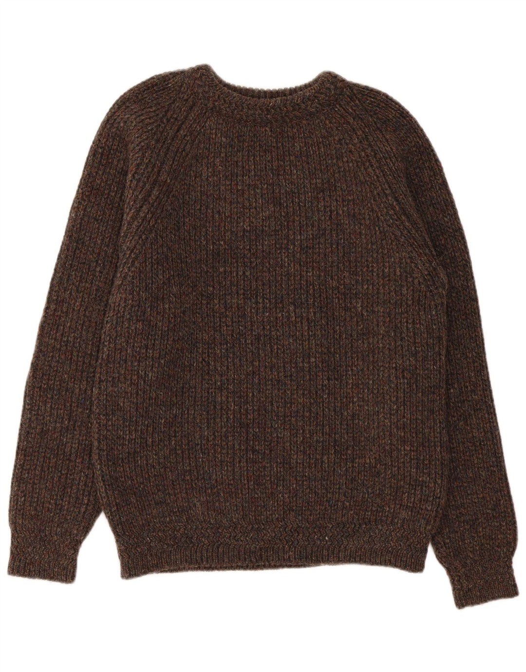 Męski sweter z okrągłym dekoltem Magee, duży, brązowy, nakrapiany, nowa wełna