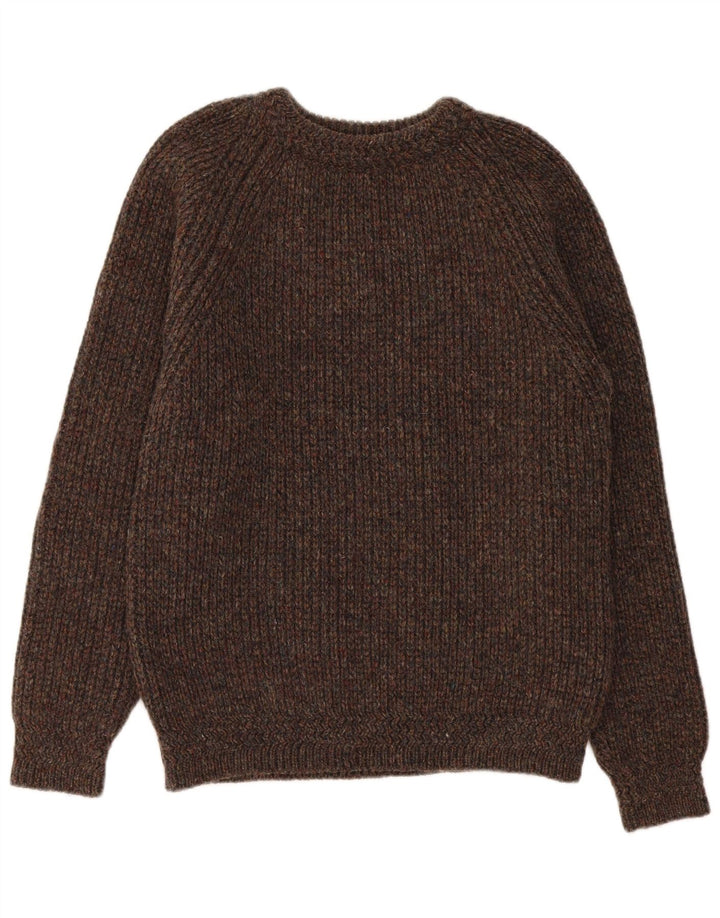 Męski sweter z okrągłym dekoltem Magee, duży, brązowy, nakrapiany, nowa wełna