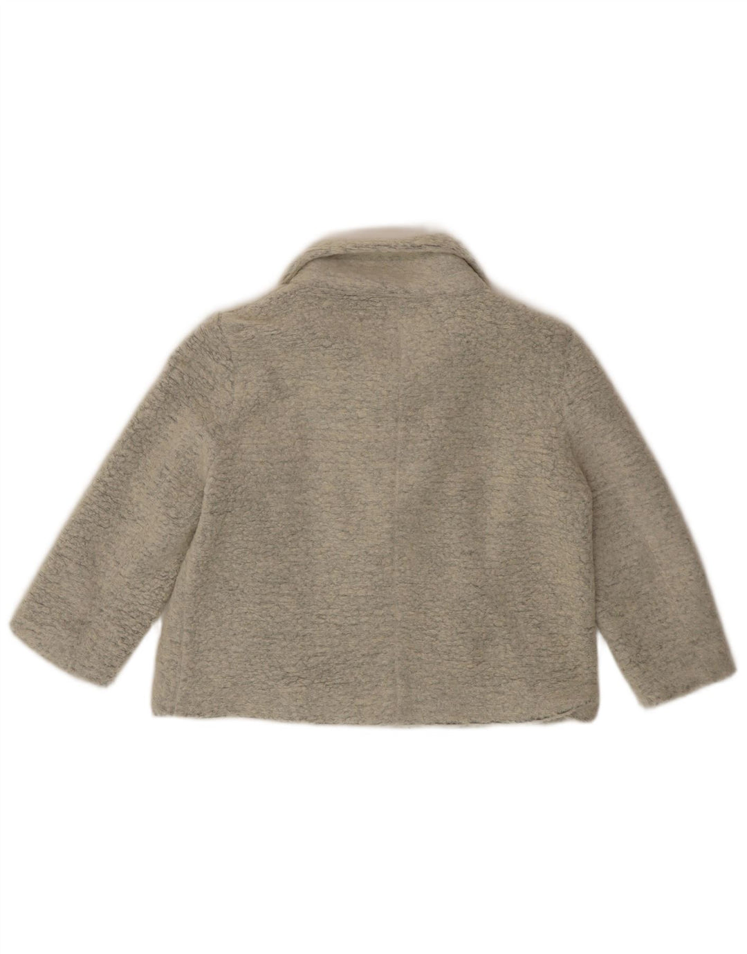 ZARA Womens Crop 3/4 Sleeve Fleece Jacket UK 16 Large White Polyester