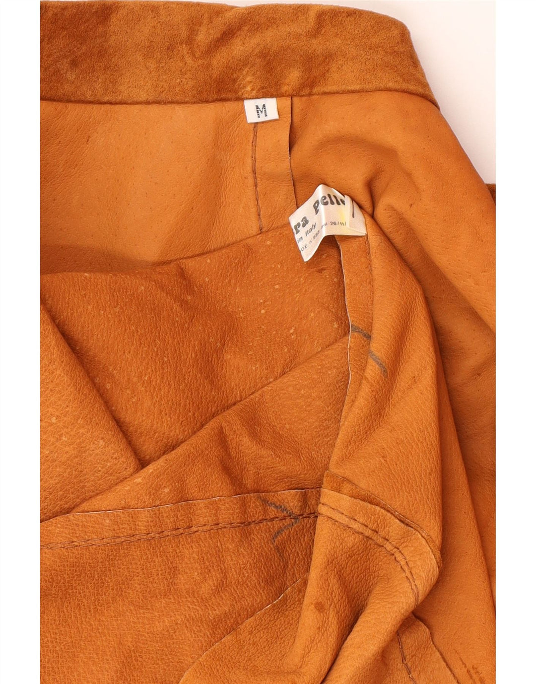 VINTAGE damski oversize'owy zamszowy płaszcz UK 14 ze średniej brązowej skóry