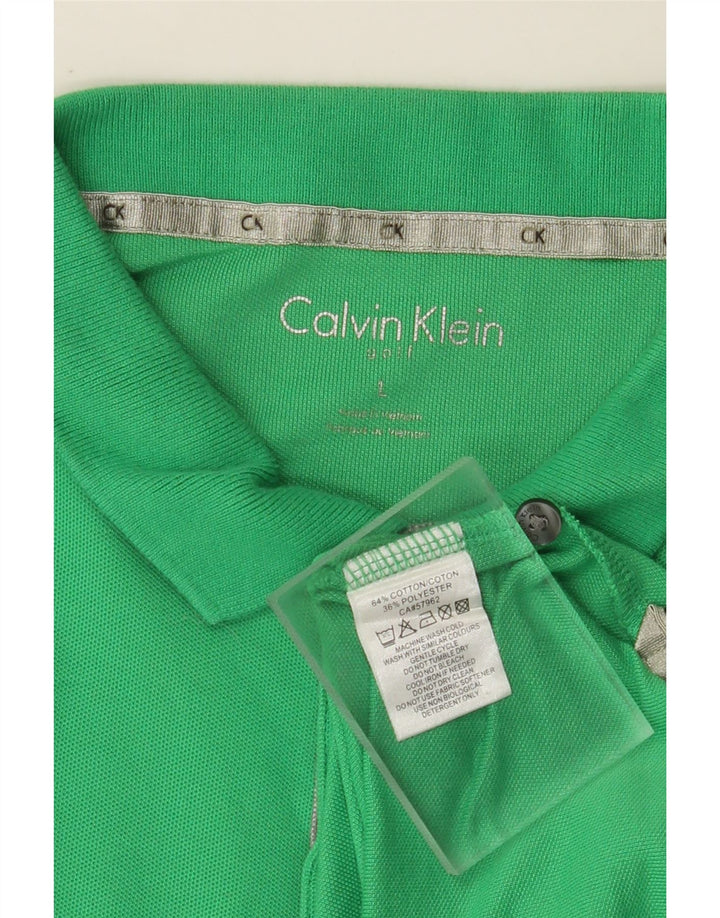 Męska koszulka polo CALVIN KLEIN, duża, zielona, bawełniana