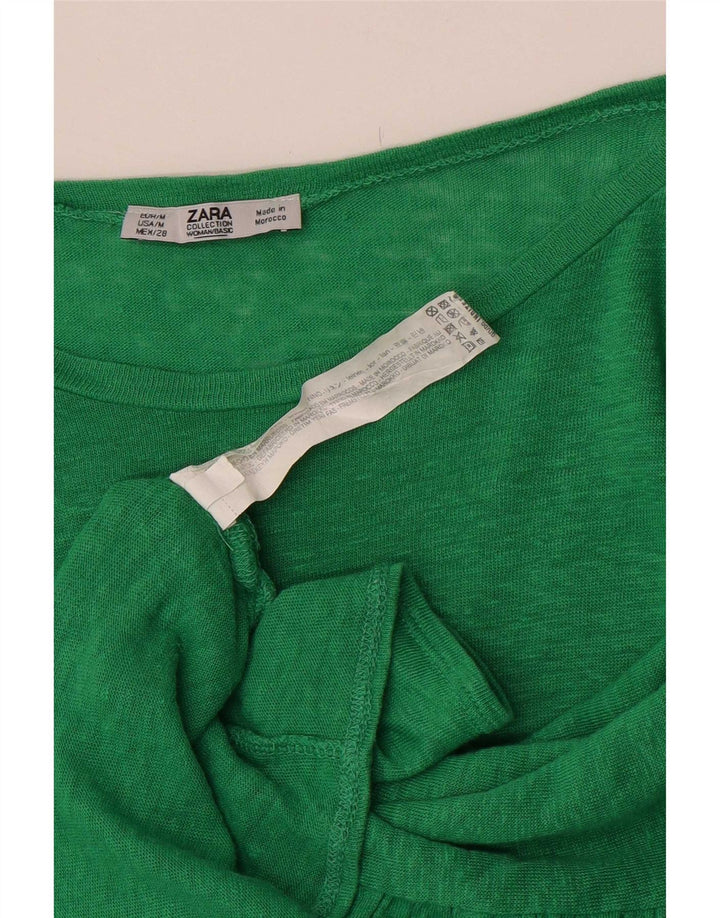 Damska bluzka Zara Batwing Top UK 14 Średni zielony lniany