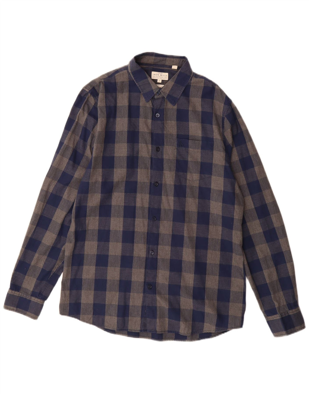 Koszula flanelowa męska Jack Wills o klasycznym kroju, średnia, granatowa, bawełniana w kratkę
