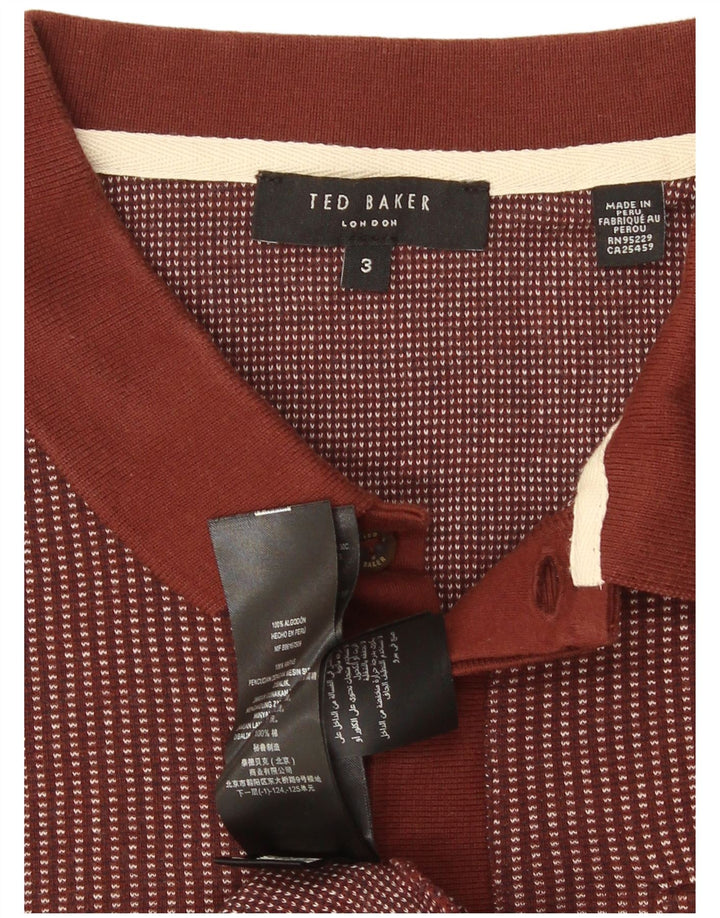 Męska koszulka polo Ted Baker, rozmiar 3, bawełniana w średnie brązowe paski