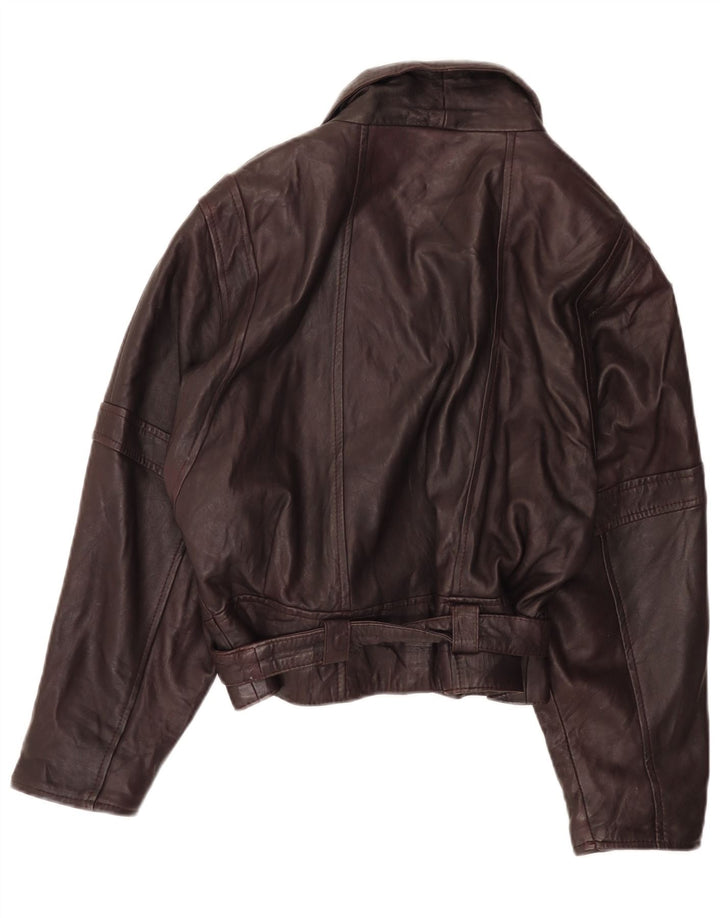 Vintage damska kurtka skórzana IT 42, średnia bordowa skóra