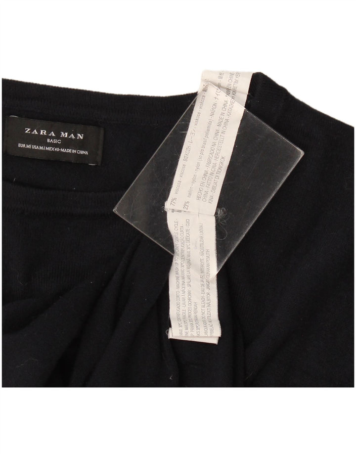 Męski sweter z dekoltem w łódkę Zara, średni granatowy, wiskoza