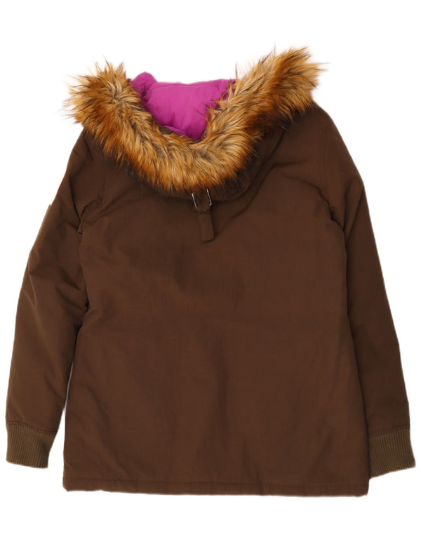 Damska wyściełana kurtka wojskowa z kapturem Superdry UK 16, duża, nylon w kolorze khaki
