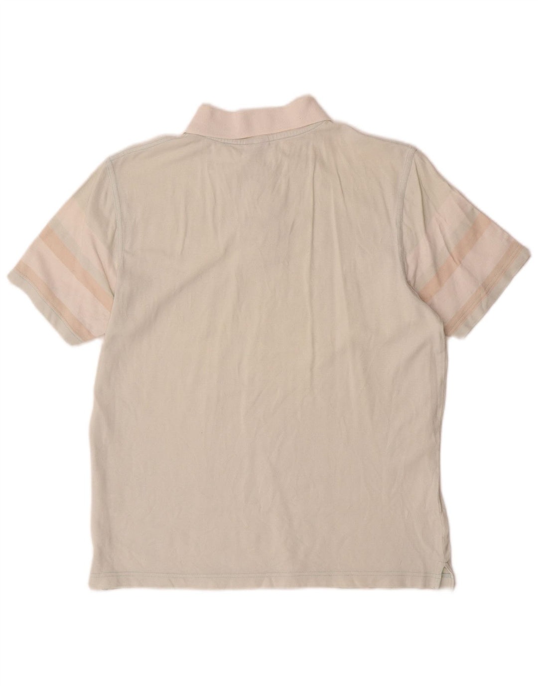 ASICS Mens Polo Shirt Medium Off White Colourblock Cotton