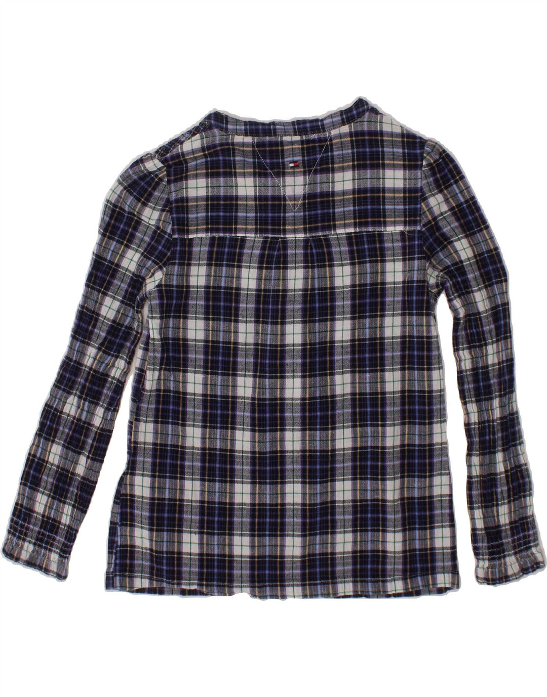 TOMMY HILFIGER Girls Pullover Shirt 4-5 Years Navy Blue Check Cotton Vintage Tommy Hilfiger and Second-Hand Tommy Hilfiger from Messina Hembry 
