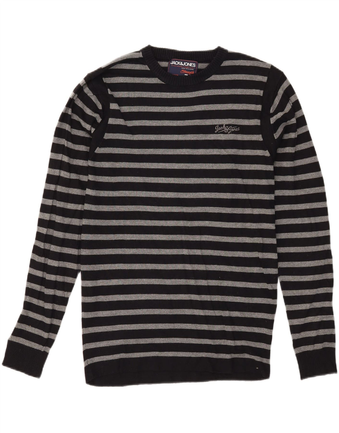 JACK & JONES Męski sweter z okrągłym dekoltem, duże czarne paski