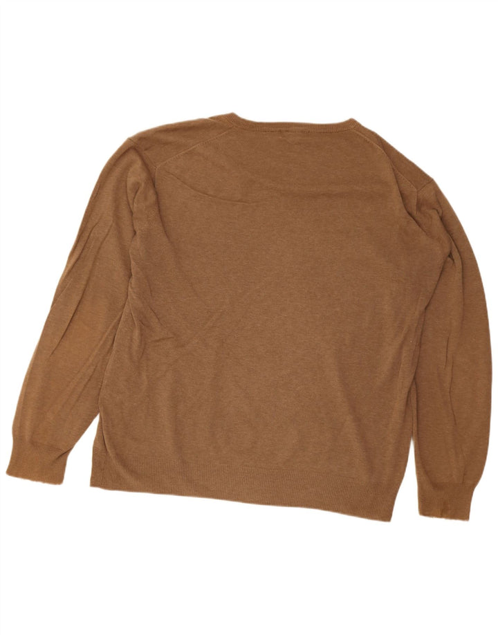 Męski sweter Gant z dekoltem w kształcie litery V, XL, brązowy, bawełniany