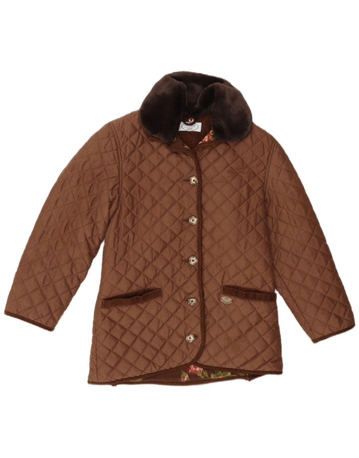 Damska pikowana kurtka vintage IT 42 Średni brązowy poliester