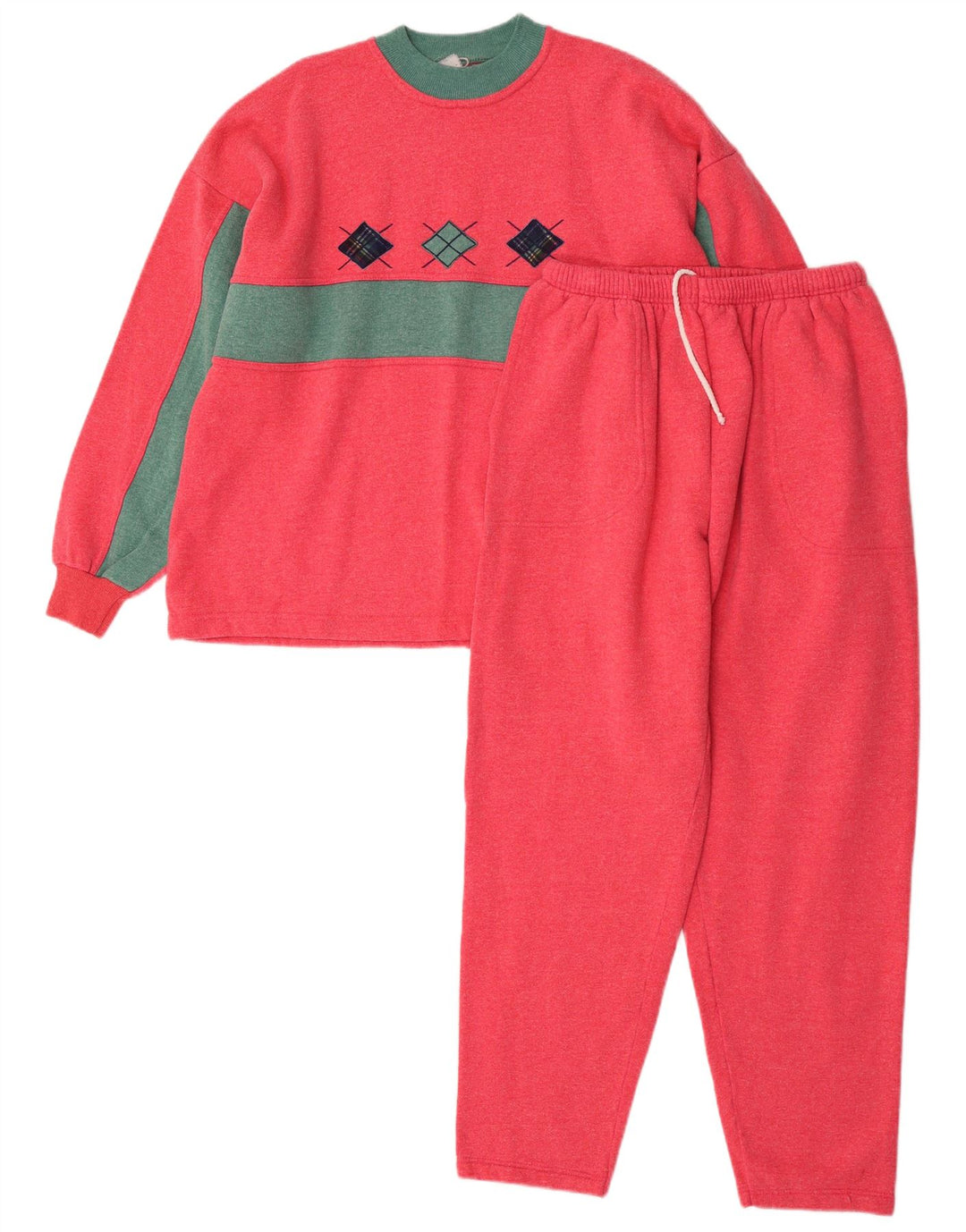 Vintage damski pełny dres UK 10 mały różowy blok kolorów