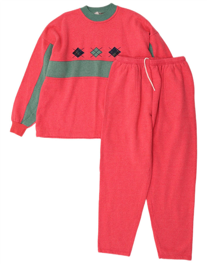 Vintage damski pełny dres UK 10 mały różowy blok kolorów