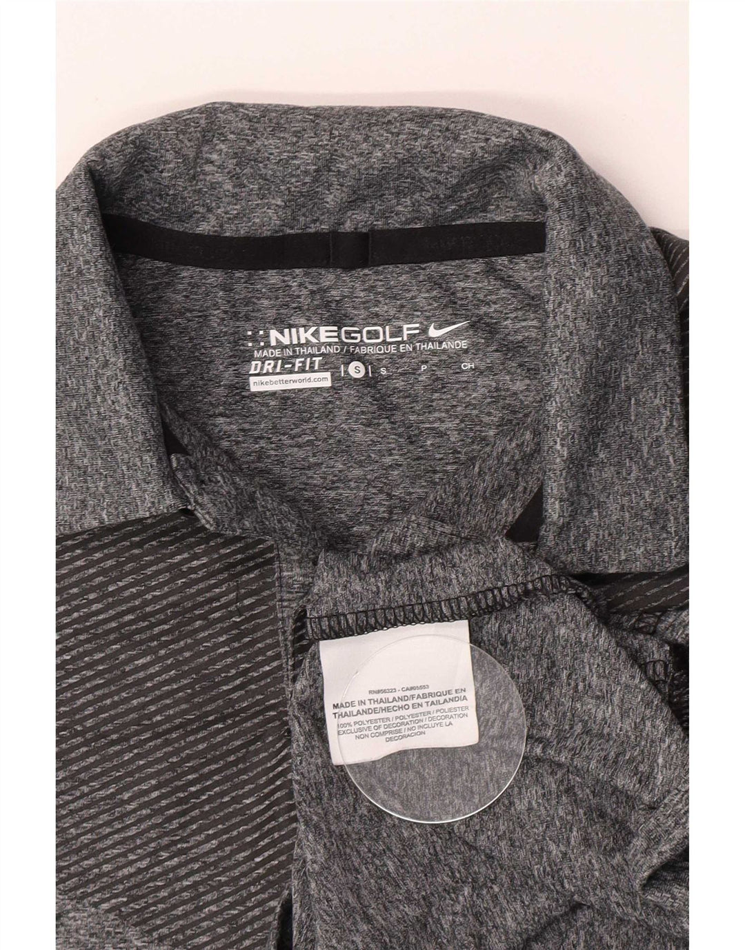 Chłopięca koszulka polo Nike Dri Fit, 8-9 lat, mała, szara, z blokami kolorów, poliestrowa