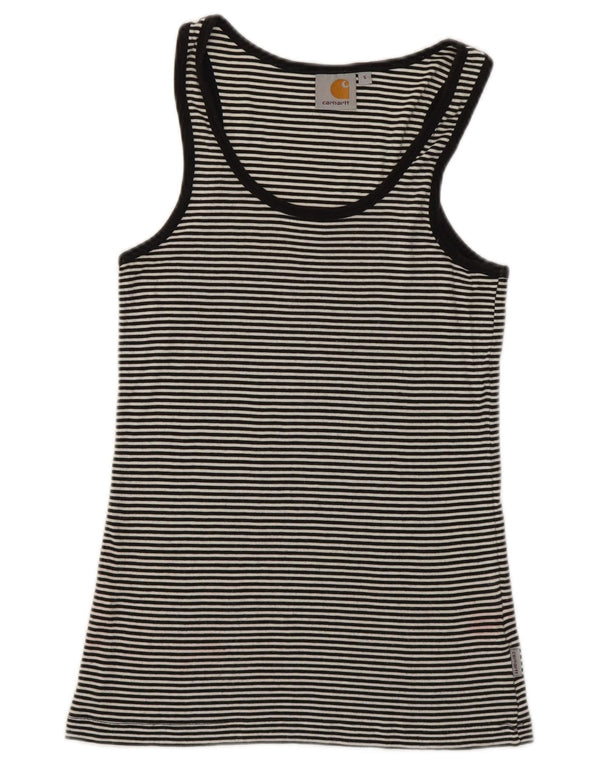 CARHARTT Womens Vest Top UK 8 Small Black Striped