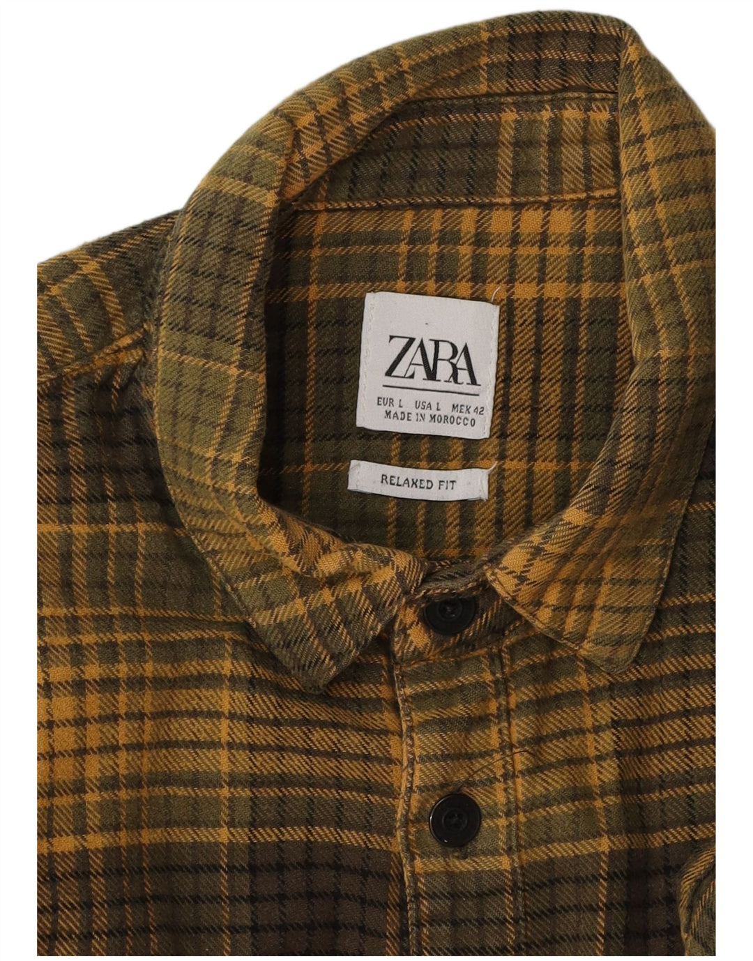 Męska koszula flanelowa Zara o swobodnym kroju, w dużą kratkę khaki