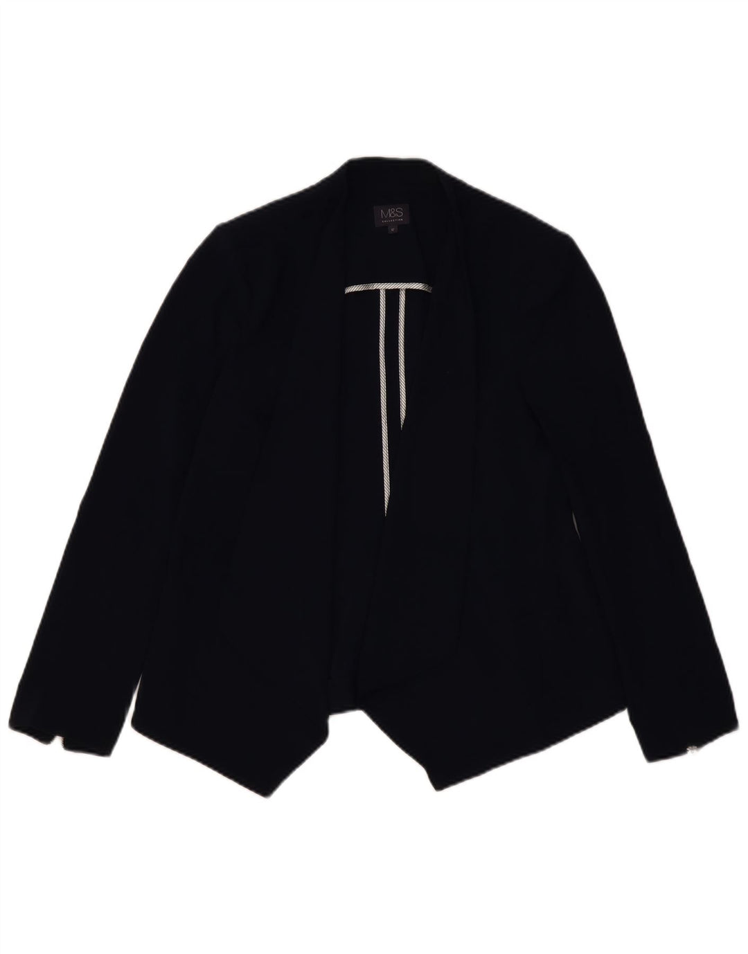 MARKS & SPENCER Damska otwarta marynarka UK 12, średni granatowy poliester