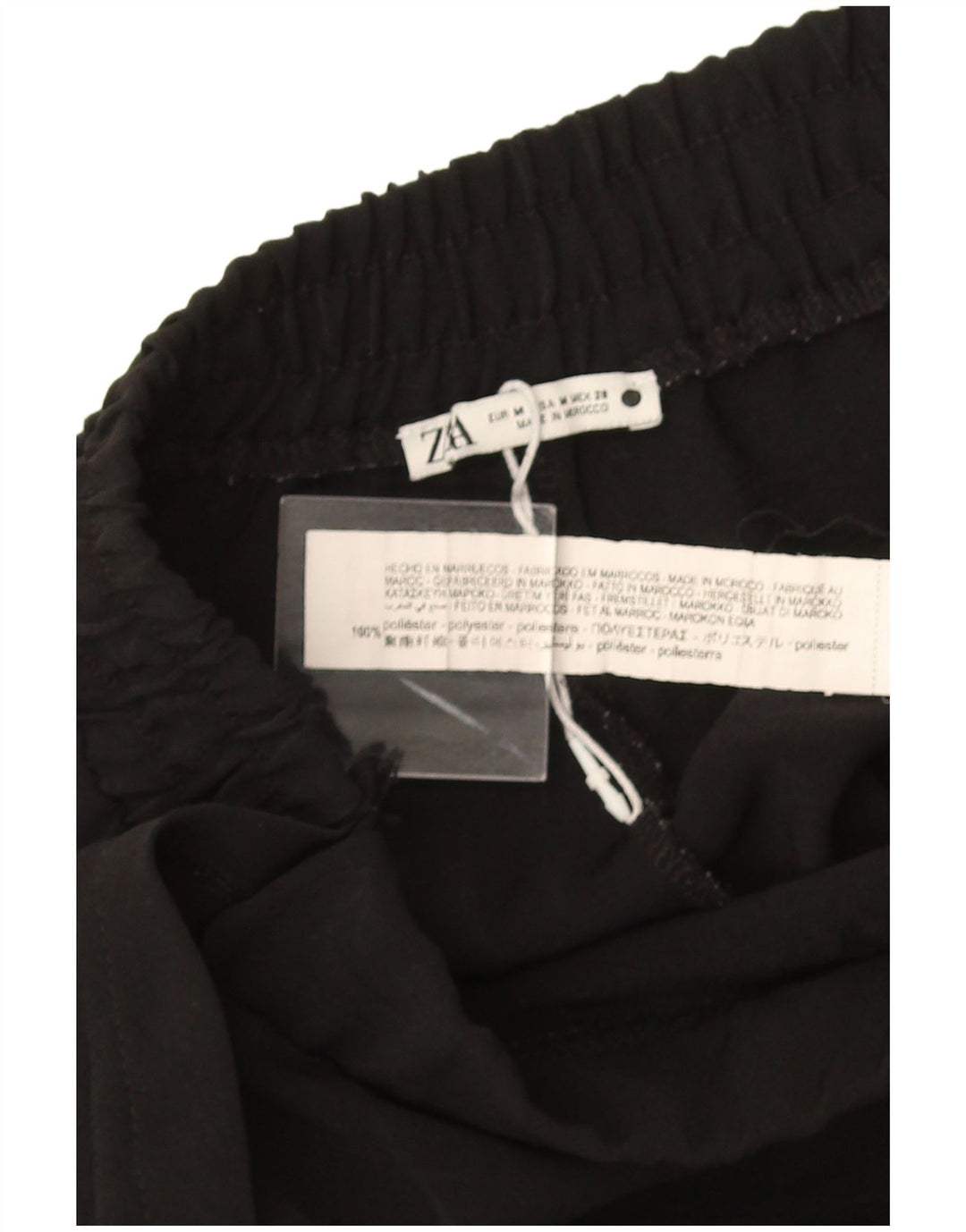 Zara Damskie spodnie typu casual, zawijane, średnie W30 L27, czarne, poliestrowe